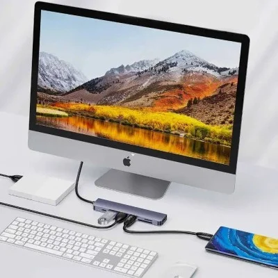 Porodo Blue 7 Ports Usb-C Hub 4K Hdmi & Dual Usb-C